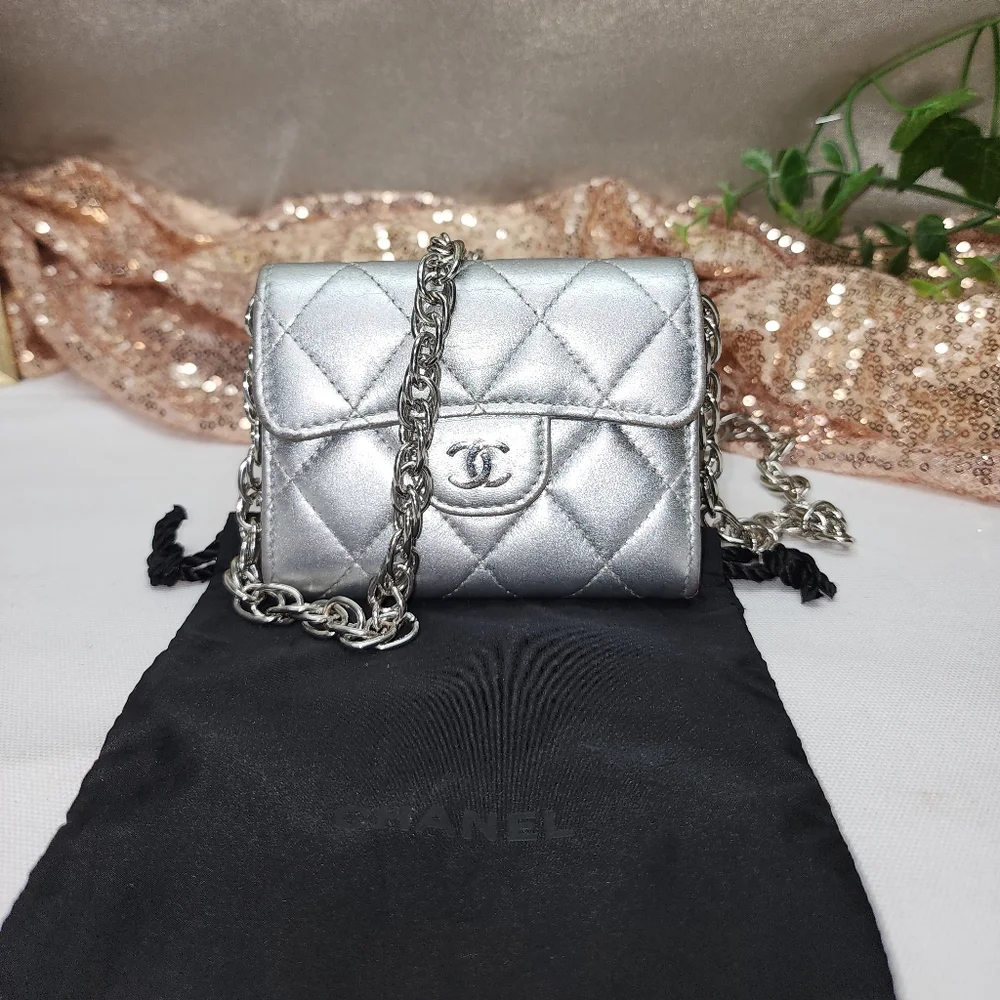 Authentic Chanel Classic Single Flap Small Matelassè Lambskin Leather Wallet COA - Picture 4 of 16